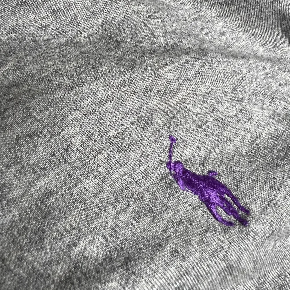 Polo Ralph Lauren Men’s Long Sleeve Polo Shirt Gray‎ Size XXL Purple Pony Cotton